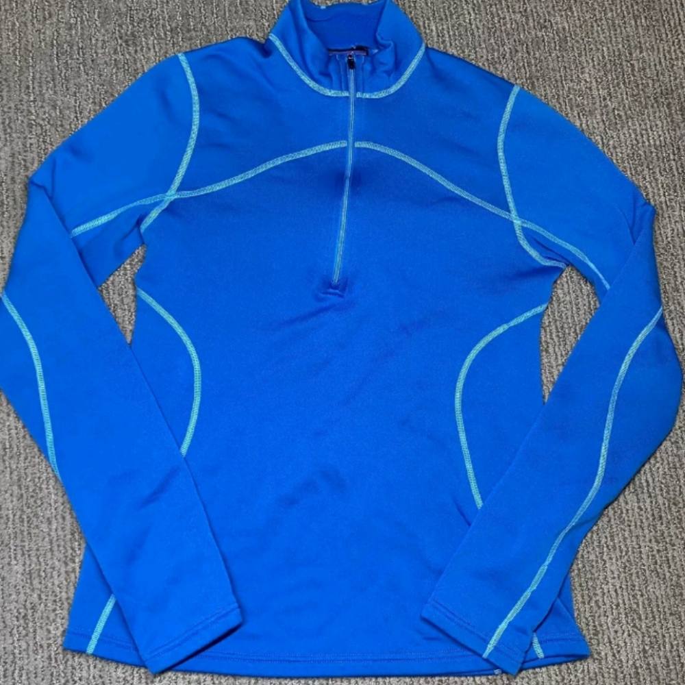 Patagonia Womens S 1/2 Zip Pullover Fleece Long Sleeve Thumbholes Blue Polartec.